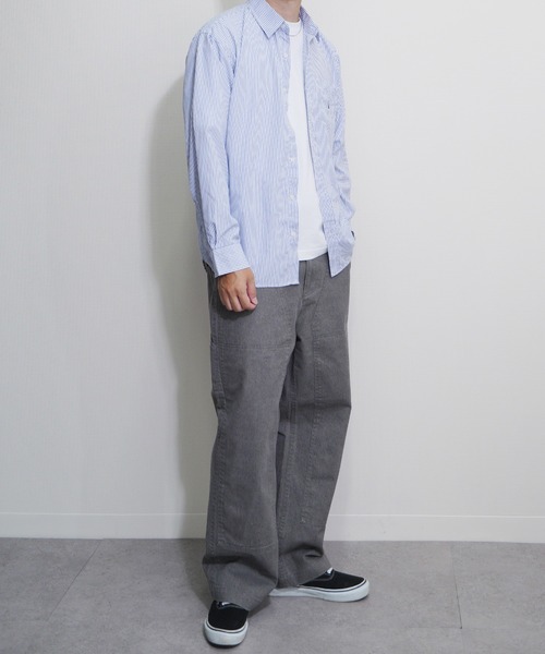 merc london(メルクロンドン)の「merc london 高密度編み ブロード生地 長袖レギュラーカラーシャツ(シャツ/ブラウス・メンズ・ブルー/ストライプ/ホワイト・LL/LARGE/MEDIUM)」の12枚目の写真