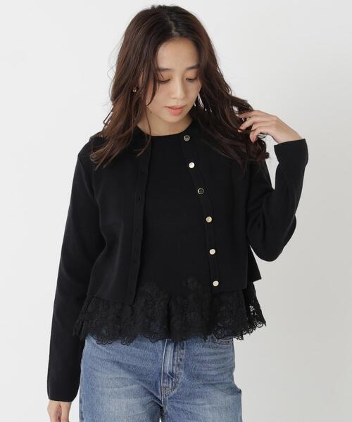 NATURAL BEAUTY BASIC（ナチュラルビューティーベーシック）の「裾レースアンサンブル（アンサンブル・レディース・オフホワイト/ライトグリーン/ブラック・FREE）」の2枚目の写真