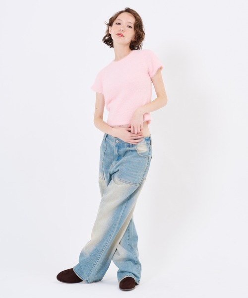 TINA：JOJUN（ティーナジョジュン）の「半袖シャギーニット プルオーバー TINA：JOJUN（ニット/セーター・レディース・ベビーピンク/ネイビー/ライトブルー・M）」の22枚目の写真