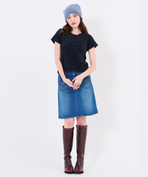 TINA：JOJUN（ティーナジョジュン）の「半袖シャギーニット プルオーバー TINA：JOJUN（ニット/セーター・レディース・ベビーピンク/ネイビー/ライトブルー・M）」の13枚目の写真