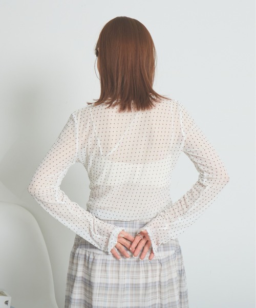 mul.（ムル）の「ドット柄リボントップス（Tシャツ/カットソー・レディース・ホワイト・FREE）」の5枚目の写真