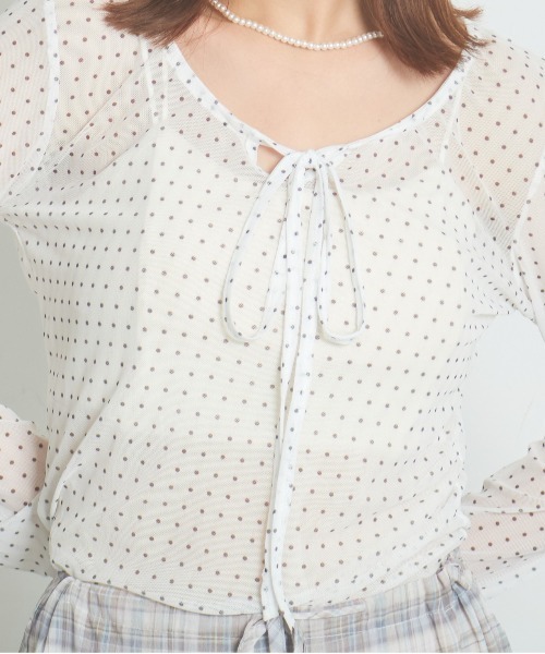 mul.（ムル）の「ドット柄リボントップス（Tシャツ/カットソー・レディース・ホワイト・FREE）」の7枚目の写真