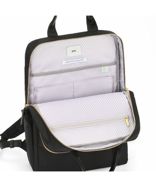 ACE GENE(エースジーン)の「【ace. GENE/エースジーン】 フィッテム ビジネスリュック 15L(バックパック/リュック・レディース・ベージュ/チャコール/ブラック系その他/ブラック・FREE)」の8枚目の写真