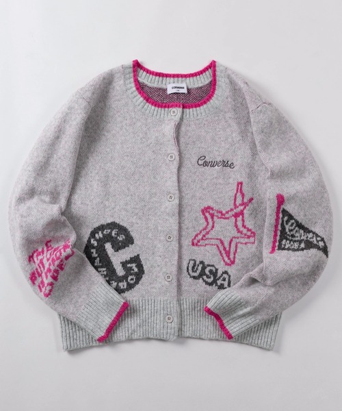 CONVERSE(コンバース)の「【71】【CONVERSE/コンバース】レディース/ジャガードニットカーディガン/クルーネック/ライトアウター/羽織/配色リブ/総柄/アメカジ/古着風(カーディガン/ボレロ・レディース・チャコールグレー/グレー/アイボリー・M)」の3枚目の写真