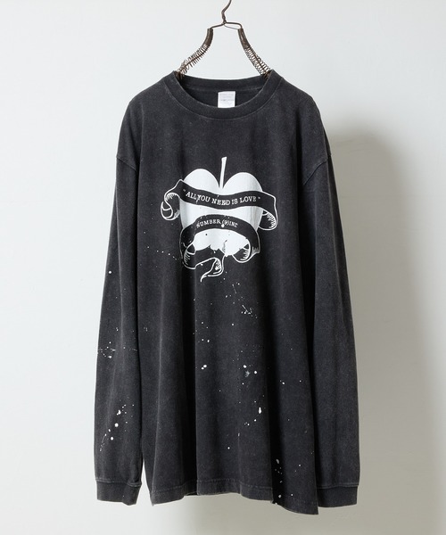 NUMBER (N)INE(ナンバーナイン)の「HAND PAINTED POWDER BREACH CLASSIC LOGO L/S T-SHIRT / ハンドペイント パウダーブリーチ クラシックロゴ ロングスリーブ Tシャツ(Tシャツ/カットソー・メンズ・ブラック系1/ブラック系2/ブラック系3/ブラック系5・2/4/3)」の4枚目の写真