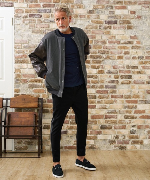 Maison code 13(メゾンコードサーティーン)の「mj11803- Wool Like Synthetic Leather Stadium Jacket スタジアムジャケット(M26W-09)(スタジャン・メンズ・ブラック/チャコール・S/M/L)」の7枚目の写真