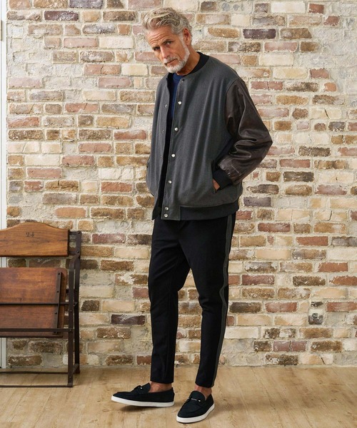 Maison code 13(メゾンコードサーティーン)の「mj11803- Wool Like Synthetic Leather Stadium Jacket スタジアムジャケット(M26W-09)(スタジャン・メンズ・ブラック/チャコール・S/M/L)」の8枚目の写真