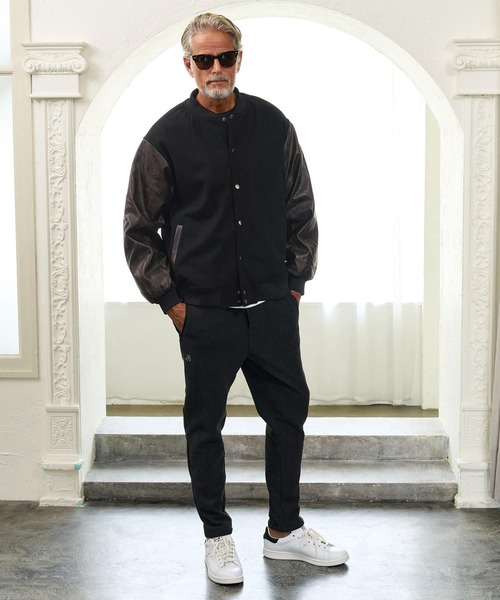 Maison code 13(メゾンコードサーティーン)の「mj11803- Wool Like Synthetic Leather Stadium Jacket スタジアムジャケット(M26W-09)(スタジャン・メンズ・ブラック/チャコール・S/M/L)」の12枚目の写真