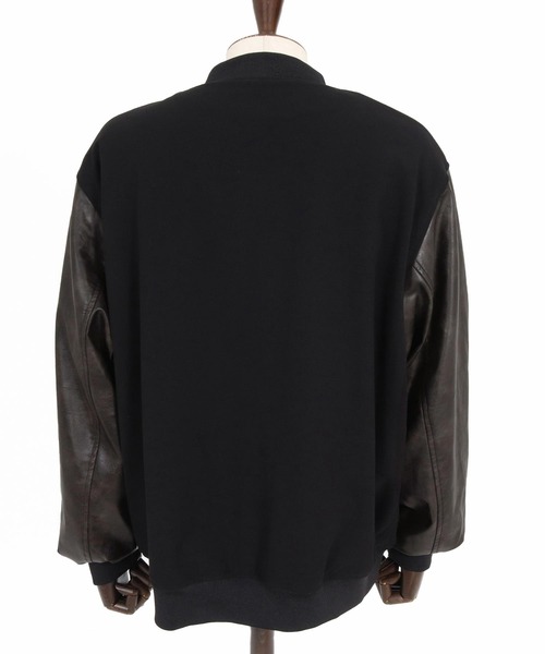 Maison code 13(メゾンコードサーティーン)の「mj11803- Wool Like Synthetic Leather Stadium Jacket スタジアムジャケット(M26W-09)(スタジャン・メンズ・ブラック/チャコール・S/M/L)」の16枚目の写真