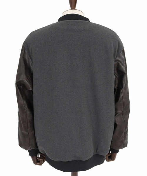 Maison code 13(メゾンコードサーティーン)の「mj11803- Wool Like Synthetic Leather Stadium Jacket スタジアムジャケット(M26W-09)(スタジャン・メンズ・ブラック/チャコール・S/M/L)」の19枚目の写真
