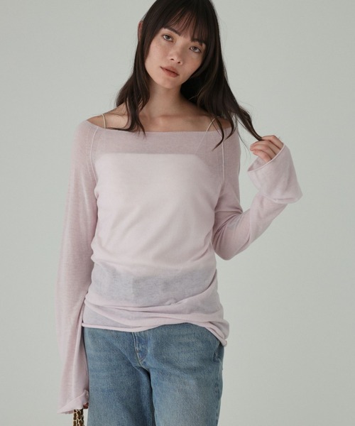 BABYLONE(バビロン)の「ウールシアーニット(ニット/セーター・レディース・ライトグレー/ベビーピンク/ブラウン・フリー)」の3枚目の写真