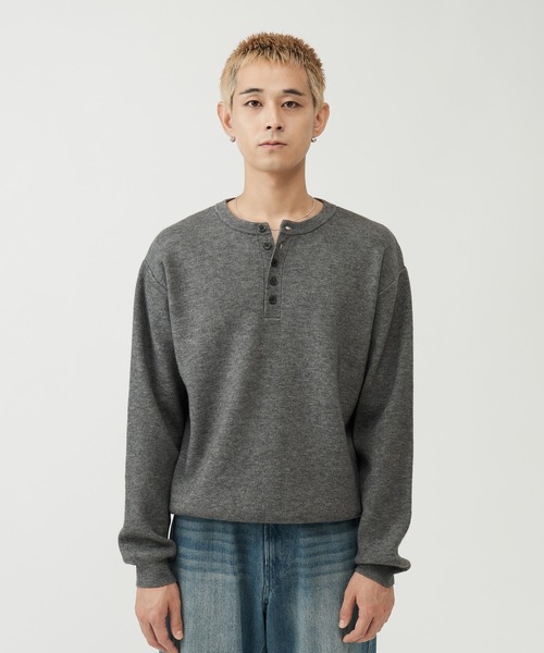 SINSS(シンス)の「Washable henley knit / ウォッシャブルヘンリーニット(ニット/セーター・メンズ・オレンジ/グレー/ブラウン/ブラック/チャコール/コバルトブルー・SMALL/X-SMALL/LARGE/MEDIUM)」の12枚目の写真