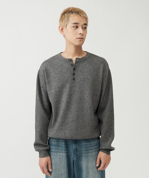 SINSS(シンス)の「Washable henley knit / ウォッシャブルヘンリーニット(ニット/セーター・メンズ・オレンジ/グレー/ブラウン/ブラック/チャコール/コバルトブルー・SMALL/X-SMALL/LARGE/MEDIUM)」の13枚目の写真