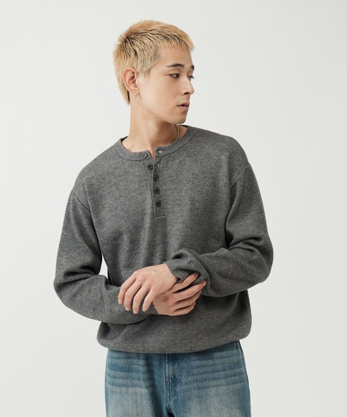 SINSS(シンス)の「Washable henley knit / ウォッシャブルヘンリーニット(ニット/セーター・メンズ・オレンジ/グレー/ブラウン/ブラック/チャコール/コバルトブルー・SMALL/X-SMALL/LARGE/MEDIUM)」の16枚目の写真