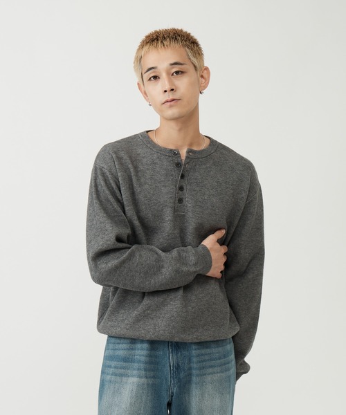 SINSS(シンス)の「Washable henley knit / ウォッシャブルヘンリーニット(ニット/セーター・メンズ・オレンジ/グレー/ブラウン/ブラック/チャコール/コバルトブルー・SMALL/X-SMALL/LARGE/MEDIUM)」の17枚目の写真
