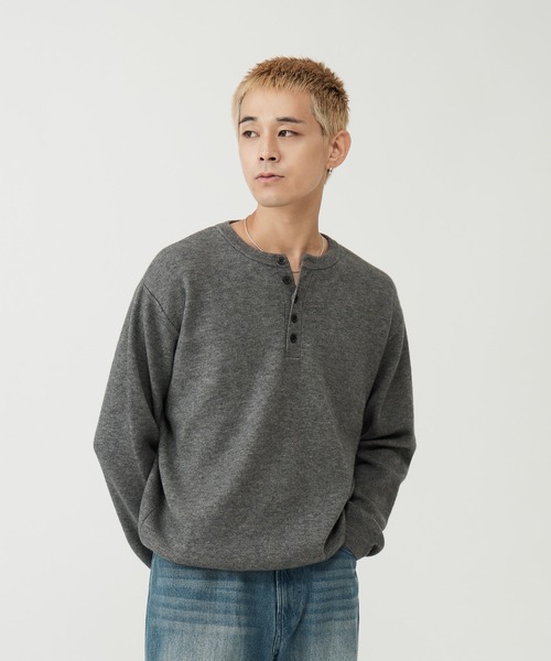 SINSS(シンス)の「Washable henley knit / ウォッシャブルヘンリーニット(ニット/セーター・メンズ・オレンジ/グレー/ブラウン/ブラック/チャコール/コバルトブルー・SMALL/X-SMALL/LARGE/MEDIUM)」の18枚目の写真