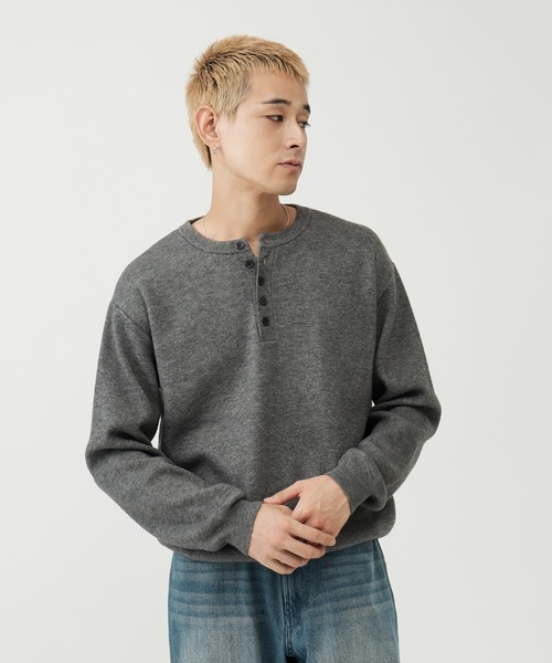 SINSS(シンス)の「Washable henley knit / ウォッシャブルヘンリーニット(ニット/セーター・メンズ・オレンジ/グレー/ブラウン/ブラック/チャコール/コバルトブルー・SMALL/X-SMALL/LARGE/MEDIUM)」の19枚目の写真
