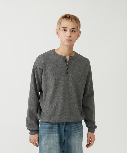 SINSS(シンス)の「Washable henley knit / ウォッシャブルヘンリーニット(ニット/セーター・メンズ・オレンジ/グレー/ブラウン/ブラック/チャコール/コバルトブルー・SMALL/X-SMALL/LARGE/MEDIUM)」の20枚目の写真