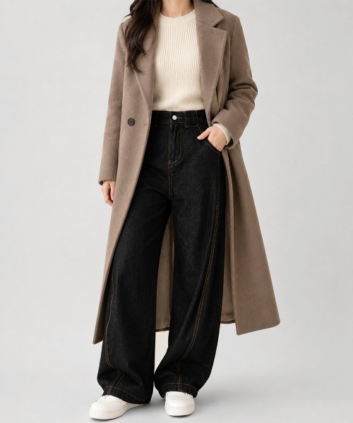Miniministore(ミニミニストア)の「ワイドデニムパンツ ハイウエストジーンズ(デニムパンツ・レディース・ブラック・M/XL/S/L)」の7枚目の写真