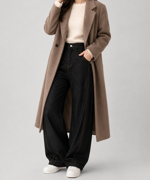 Miniministore(ミニミニストア)の「ワイドデニムパンツ ハイウエストジーンズ(デニムパンツ・レディース・ブラック・M/XL/S/L)」の8枚目の写真