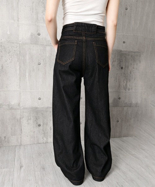 Miniministore(ミニミニストア)の「ワイドデニムパンツ ハイウエストジーンズ(デニムパンツ・レディース・ブラック・M/XL/S/L)」の18枚目の写真