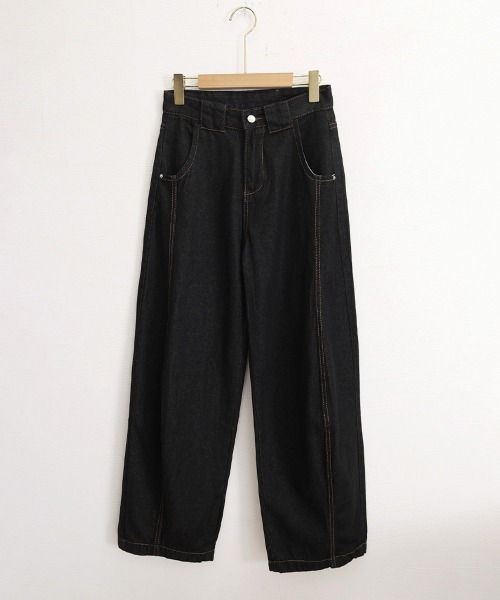 Miniministore(ミニミニストア)の「ワイドデニムパンツ ハイウエストジーンズ(デニムパンツ・レディース・ブラック・M/XL/S/L)」の19枚目の写真