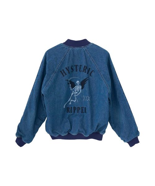 HYSTERIC GLAMOUR(ヒステリックグラマー)の「THE RIPPER刺繍 デニムスカジャン(スカジャン・メンズ・ライトインディゴブルー・X-LARGE/LARGE/MEDIUM/SMALL)」の2枚目の写真