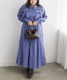 CLETTE（クレット）の「ストライプ柄リボンシャツワンピース（ワンピース）」