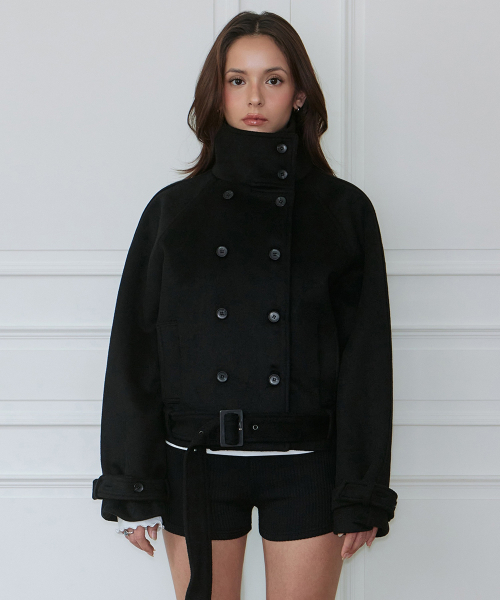 ROSEFRANTZ（ロゼフランツ）の「Double-Breasted Wool Crop Coat [Black]（チェスターコート・レディース・ブラック・FREE）」の2枚目の写真