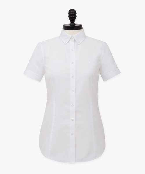 BROOKS BROTHERS(ブルックスブラザーズ)の「スーピマコットン GF ショートスリーブ ボタンダウンシャツ Tailored Fit(シャツ/ブラウス・レディース・ブルー/White・0/4/2)」の1枚目の写真