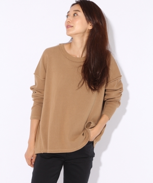 niko and...（ニコアンド）の「起毛フライスロング丈プルオーバー【niko and ...】（Tシャツ/カットソー・レディース・キャメル/ブラック/オフホワイト・LARGE/MEDIUM）」の3枚目の写真