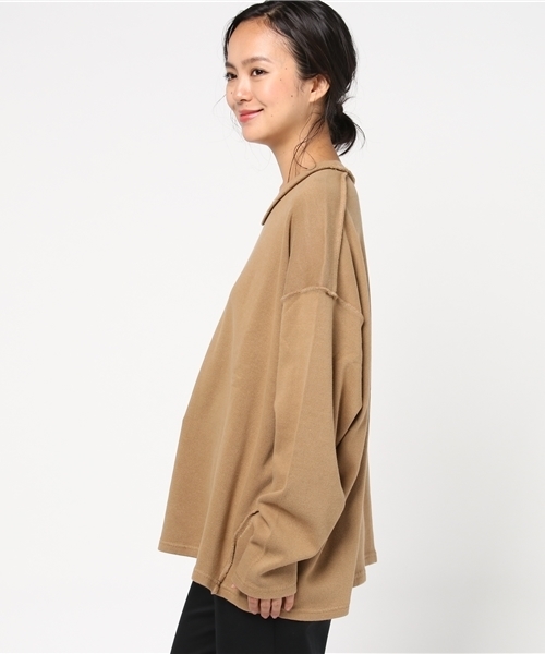 niko and...（ニコアンド）の「起毛フライスロング丈プルオーバー【niko and ...】（Tシャツ/カットソー・レディース・キャメル/ブラック/オフホワイト・LARGE/MEDIUM）」の5枚目の写真