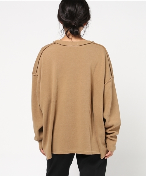 niko and...（ニコアンド）の「起毛フライスロング丈プルオーバー【niko and ...】（Tシャツ/カットソー・レディース・キャメル/ブラック/オフホワイト・LARGE/MEDIUM）」の6枚目の写真