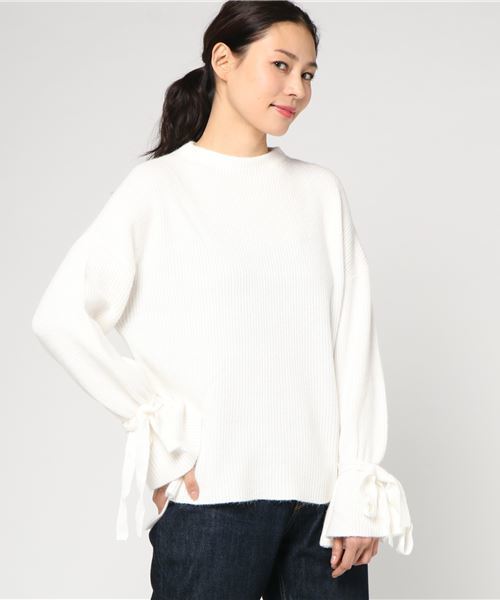 archives（アルシーヴ）の「袖リボンキャンディースリーブニット（ニット/セーター・レディース・ブラック/オフホワイト/ワイン・MEDIUM）」の2枚目の写真