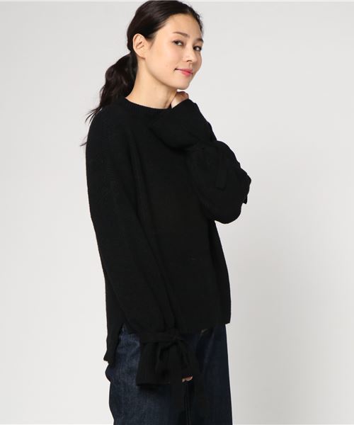 archives（アルシーヴ）の「袖リボンキャンディースリーブニット（ニット/セーター・レディース・ブラック/オフホワイト/ワイン・MEDIUM）」の3枚目の写真