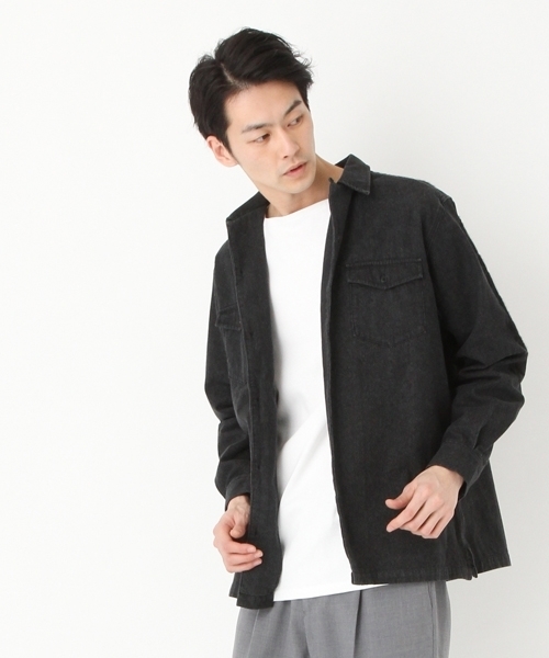 niko and...（ニコアンド）の「Ｕボタニカル刺繍オープンカラーシャツ（シャツ/ブラウス・メンズ・チャコール/インディゴブルー・MEDIUM/LARGE）」の6枚目の写真