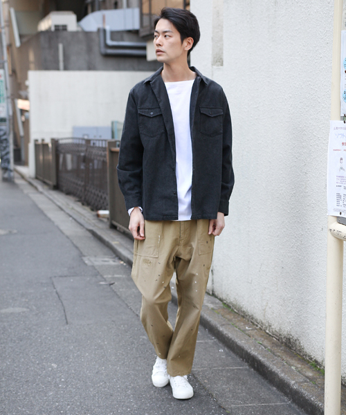 niko and...（ニコアンド）の「Ｕボタニカル刺繍オープンカラーシャツ（シャツ/ブラウス・メンズ・チャコール/インディゴブルー・MEDIUM/LARGE）」の7枚目の写真