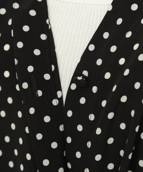 美品 ビューティアンドユース ドット ロングワンピース フリル スタンドカラー BEAUTY&YOUTH UNITED ARROWS（ビューティーアンドユース