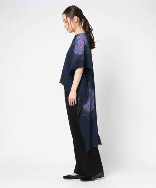 チャイハネ（チャイハネ）の「【チャイハネ】yul 曼荼羅模様ハイローヘムビッグシルエットワンピース（ワンピース・レディース・ホワイト/ネイビー/オレンジ/ミント/イエロー/ブラック×ブルー/パープル/カーキ・FREE）」の20枚目の写真