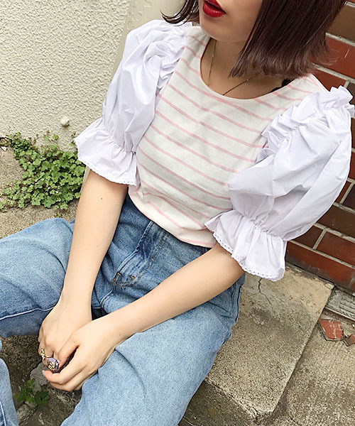 apres jour(アプレジュール)の「袖キャンディボーダートップス【ZOZOTOWN限定アイテム】(Tシャツ/カットソー・レディース・ブラック/ダークブラウン/ピンク・フリー)」の17枚目の写真