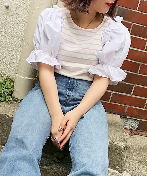 apres jour(アプレジュール)の「袖キャンディボーダートップス【ZOZOTOWN限定アイテム】(Tシャツ/カットソー・レディース・ブラック/ダークブラウン/ピンク・フリー)」の12枚目の写真