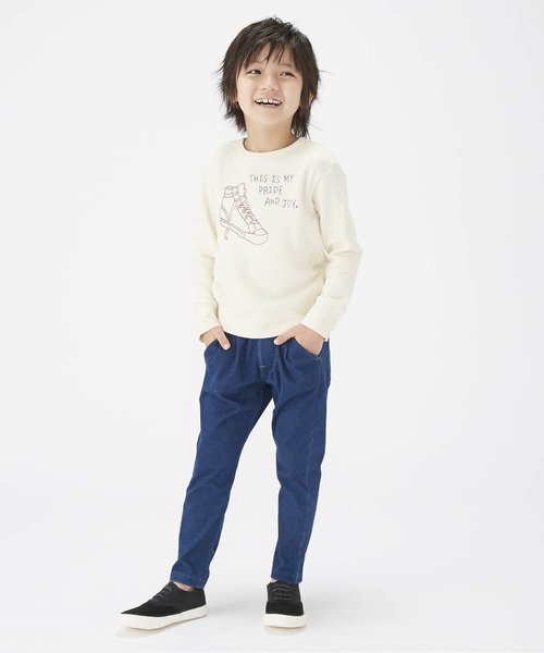 BREEZE（ブリーズ）の「デニムニットタックパンツ 10分丈（その他パンツ・キッズ・ネイビー/ブルー・100/110/90/130/140/120/80）」の3枚目の写真