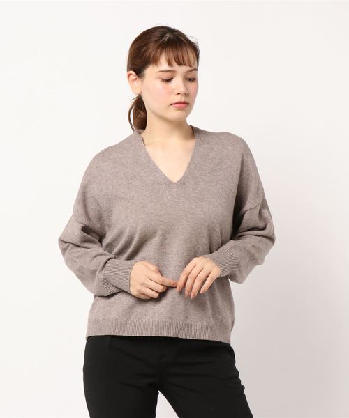 AMERICAN HOLIC（アメリカンホリック）の「・抜け衿ニットプルオーバー（ニット/セーター・レディース・ピンク/ブラック/ベージュ/マスタード/ライトベージュ/グリーン・M/L）」の2枚目の写真