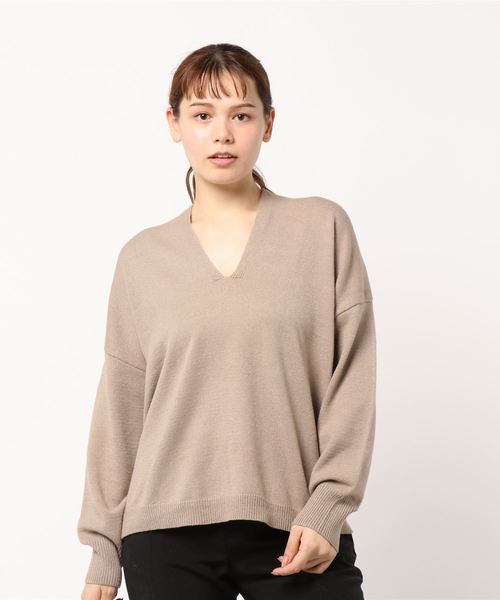 AMERICAN HOLIC（アメリカンホリック）の「・抜け衿ニットプルオーバー（ニット/セーター・レディース・ピンク/ブラック/ベージュ/マスタード/ライトベージュ/グリーン・M/L）」の3枚目の写真