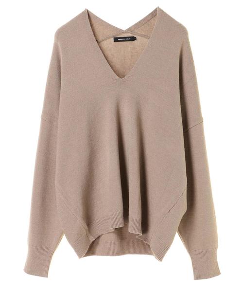 AMERICAN HOLIC（アメリカンホリック）の「・抜け衿ニットプルオーバー（ニット/セーター・レディース・ピンク/ブラック/ベージュ/マスタード/ライトベージュ/グリーン・M/L）」の9枚目の写真