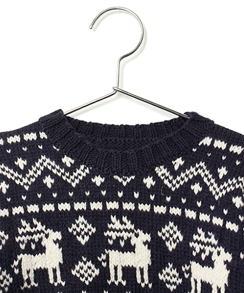 ROSE BUD COUPLES （ローズ バッド カップルズ）の「(STRIKKETEKSTILER NORWAY) GENSER WOOLEN SWEATER（ニット/セーター・キッズ・ブラック/レッド・ONE SIZE）」の4枚目の写真