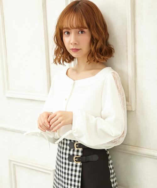 Ingni イング の 袖レース前開きトップス Tシャツ カットソー Wear