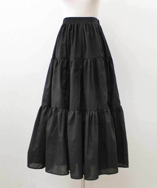 MODE ROBE(モードローブ)の「ティアードロングスカート(スカート・レディース・ホワイト/ブラック/ライトベージュ/カーキ/ミント/パープル/オレンジ・S/M)」の14枚目の写真