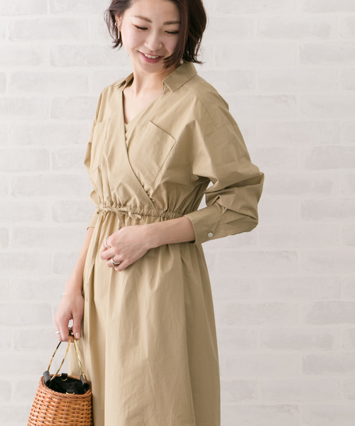 URBAN RESEARCH ROSSO WOMEN(アーバンリサーチ ロッソ)の「カシュクールマキシシャツワンピース(ワンピース)」|ベージュ