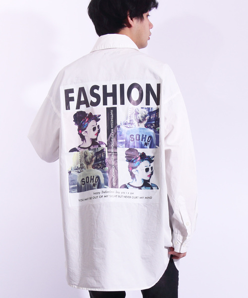 ８(eight)（エイト）の「フォト バックプリント ビッグシャツ オーバーシャツ（シャツ/ブラウス・メンズ・ホワイト/ブラック・FREE）」の2枚目の写真